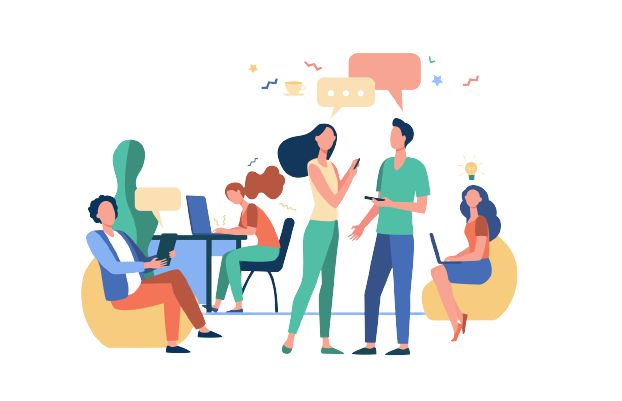 illustration of people working together